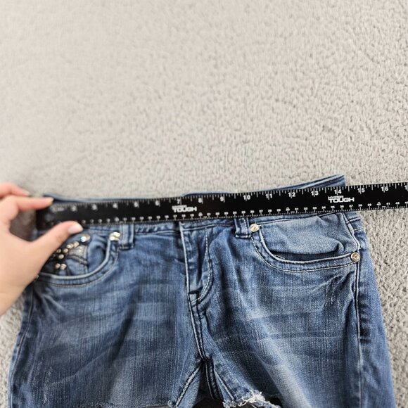 LA Idol Jean Shorts Womens 30 (29x2) Blue Jorts Cut Offs Embellished Embroidered - Picture 10 of 16